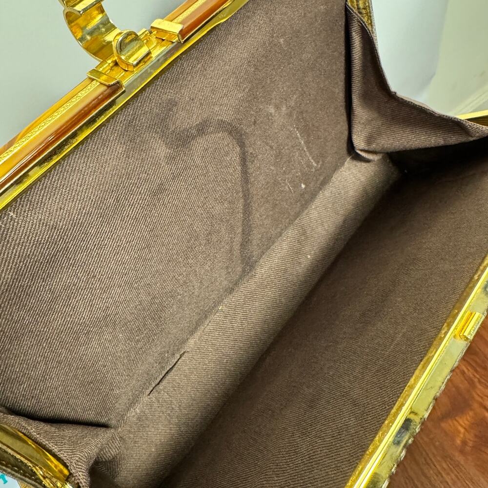 Vintage 60s Clutch Handbag With Gold Scalloped Clasp - Picture 9 of 9